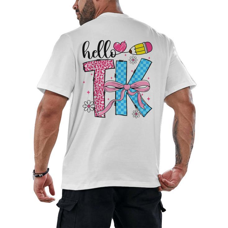 Hello TK Transitional Kindergarten Back To School Teacher Men's Back Print T-Shirt
