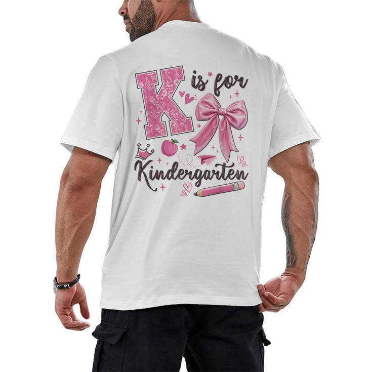 K Is For Kindergarten Teacher Coquette Bow Back To School Men's Back Print T-Shirt