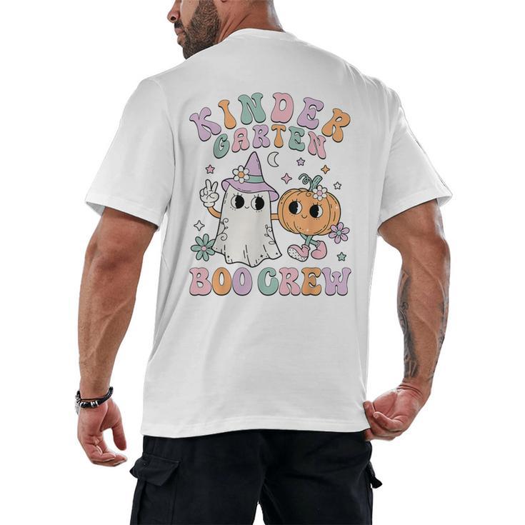 Kindergarten Boo Crew Halloween Floral Ghost Kinder Teacher Men's Back Print T-Shirt