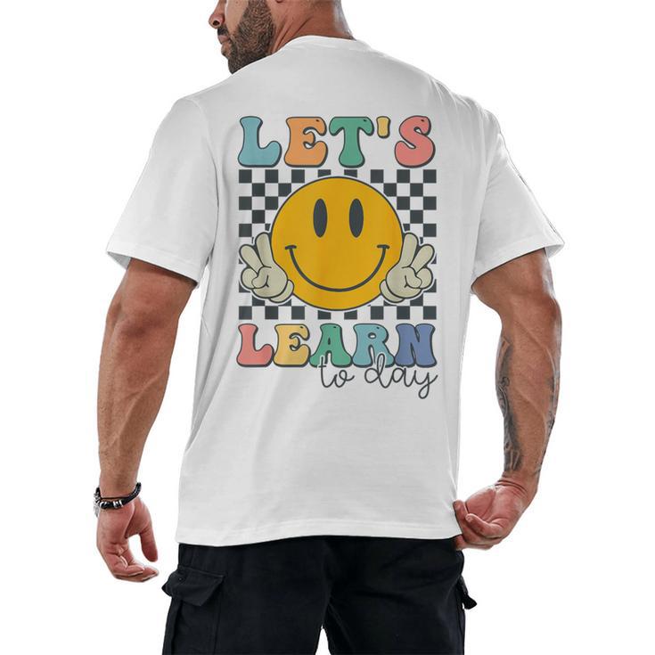 Let's Learn Today Smile Face Back To School For Teacher Kids Men's Back Print T-Shirt