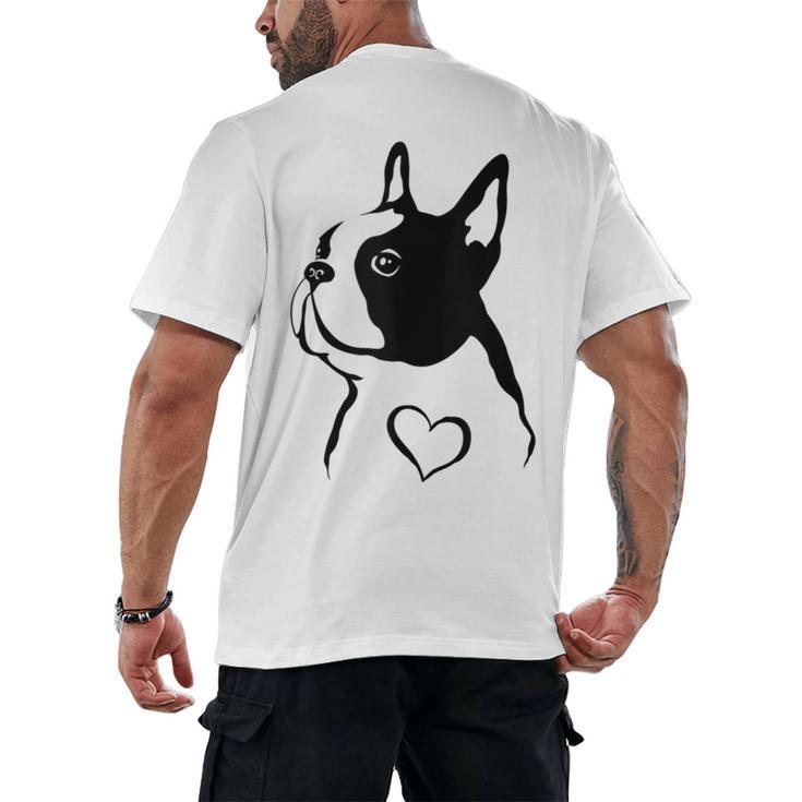 I Love My Boston Terrier Dog With Heart Men's Back Print T-Shirt