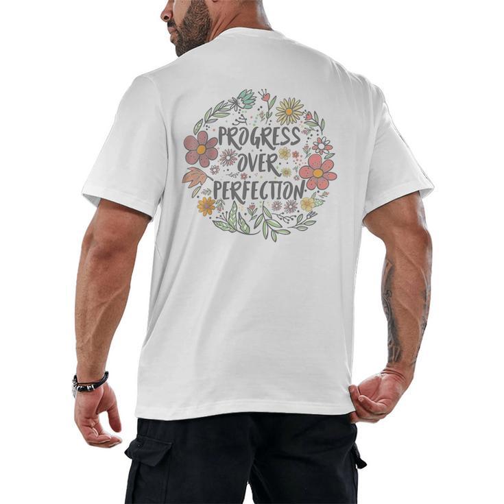 Motivational Progress Over Perfection Back To School Teacher Men's Back Print T-Shirt