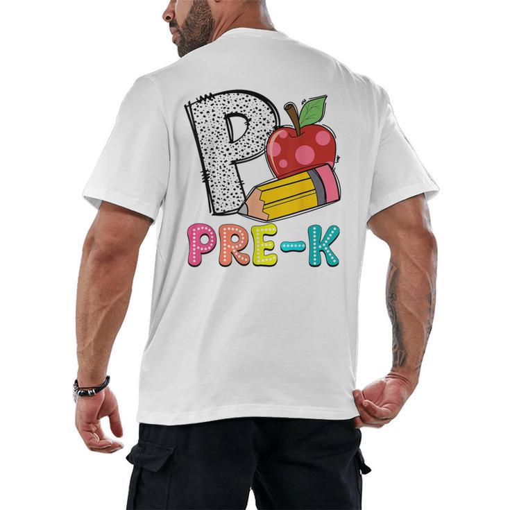 P Is For Pre-K Teacher Pencil Apple Back To School Men's Back Print T-Shirt