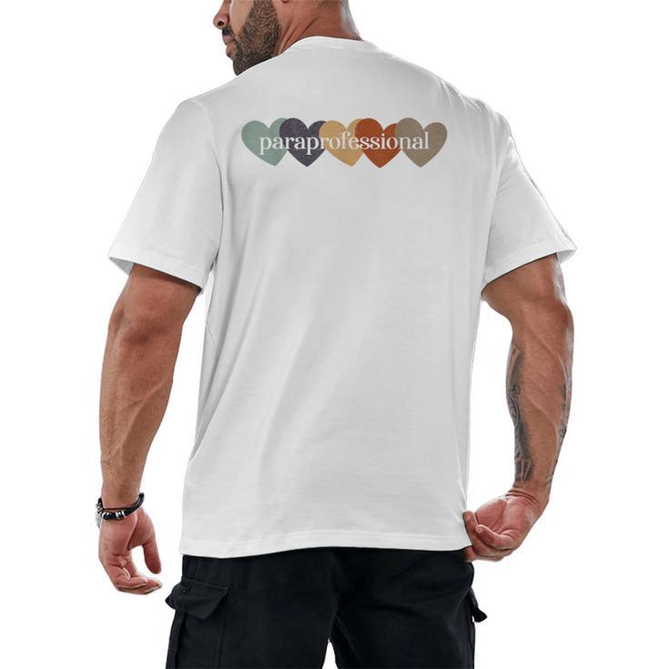 Paraprofessional Teacher Hearts Back To School Teach Rainbow Men Women Kids Men's Back Print T-Shirt