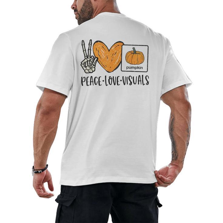 Peace Love Visuals Sped Teacher Pumpkin Skeleton Halloween Men's Back Print T-Shirt