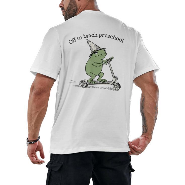 Pre K Grade Teacher Frog Back To School Preschool Men's Back Print T-Shirt