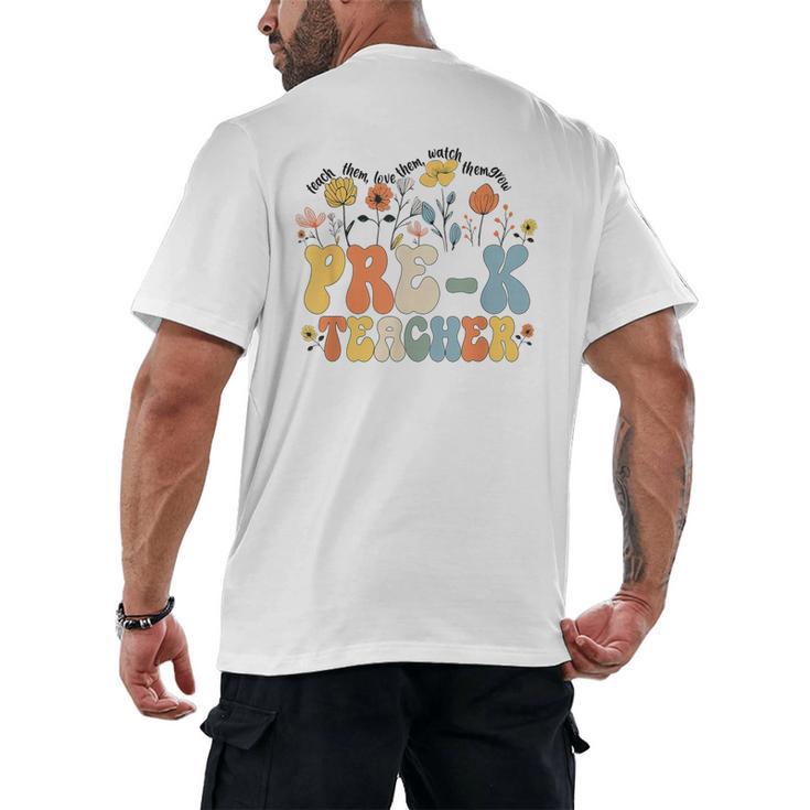 Pre-k Teacher Appreciation Teaching Wildflowers Men's Back Print T-Shirt