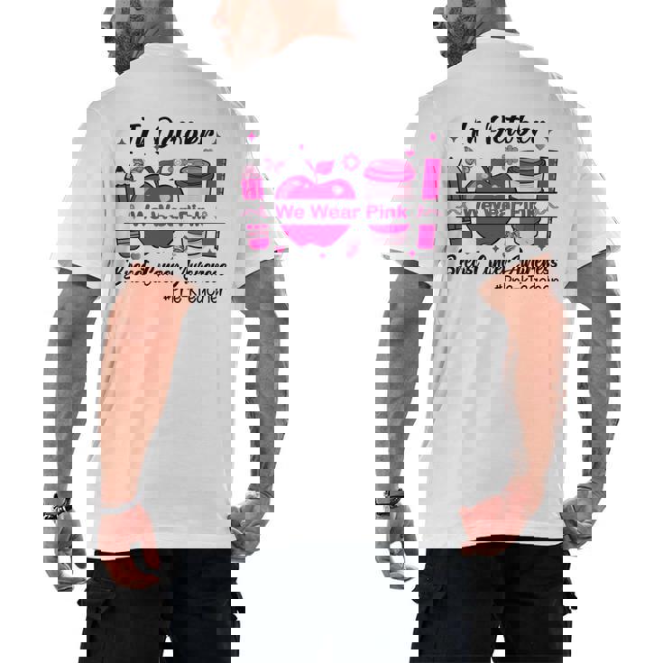 Pre-k Teacher In October We Wear Pink Breast Cancer Men&#x27;s Back Print T-Shirt