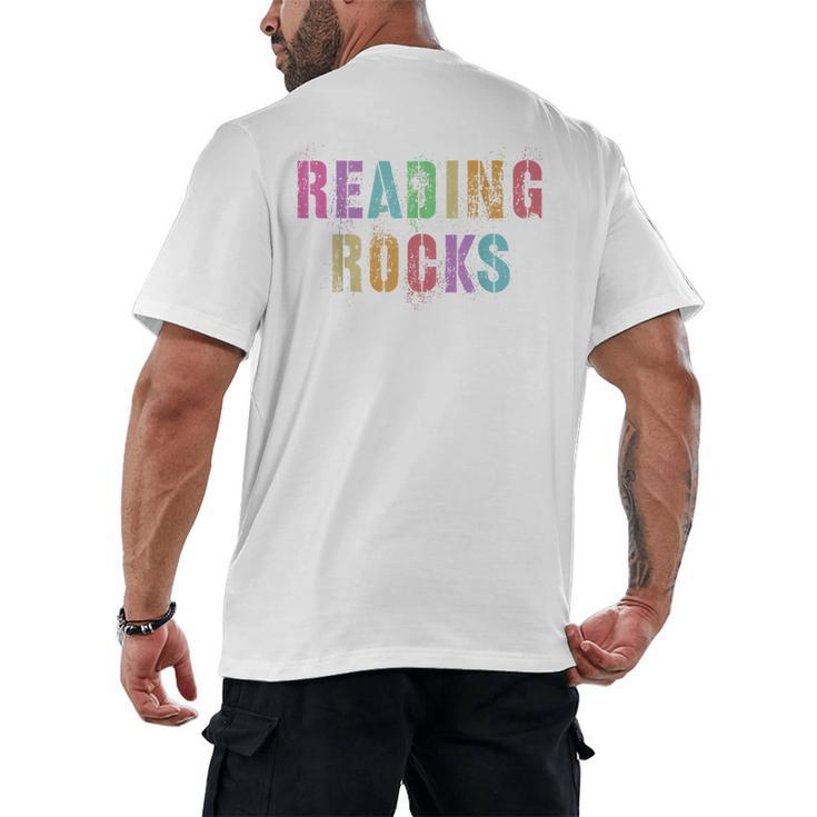 READING ROCKS English Teacher ELA ABCD Read Star Kinder Men's Back Print T-Shirt