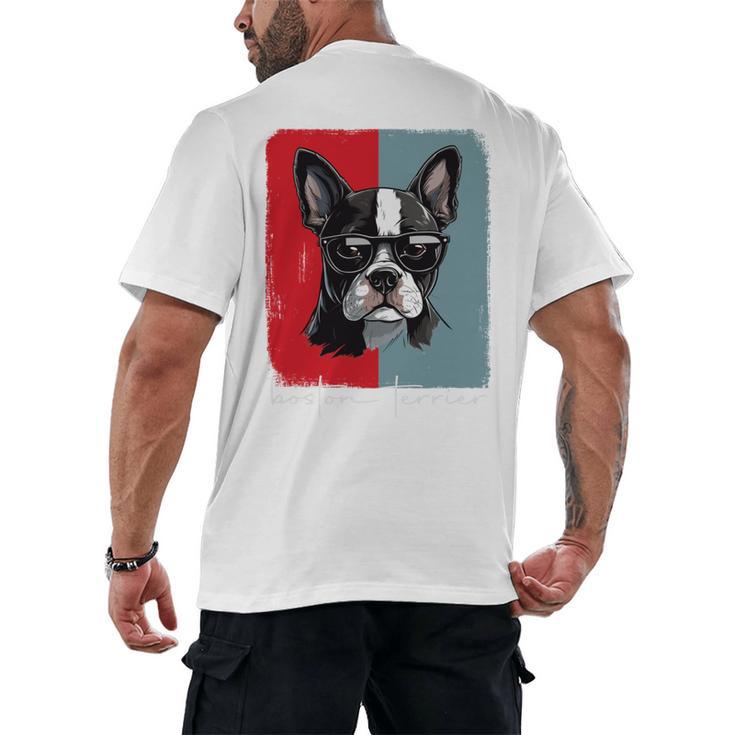 Retro Boston Terrier Dog Lover Bostie Mom Dad Dog Owner Men's Back Print T-Shirt