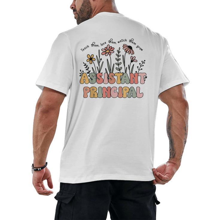 Retro Floral Assistant Principal Shirt For Teachers Day Men's Back Print T-Shirt
