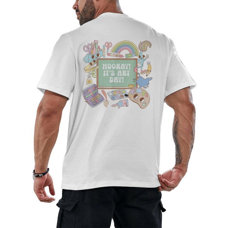 Retro Hooray It's Art Day Art Teacher Back To School Women Men's Back Print T-Shirt