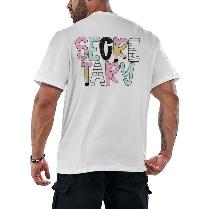 Retro Secretary Back To School Teacher Appreciation Men's Back Print T-Shirt