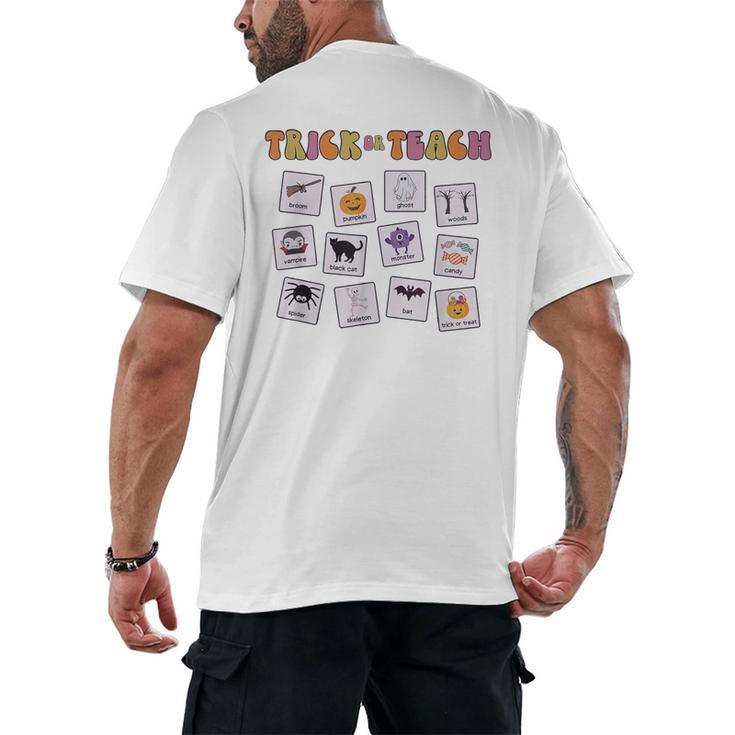 Retro Trick Or Treat Halloween Special Education Teacher Men's Back Print T-Shirt