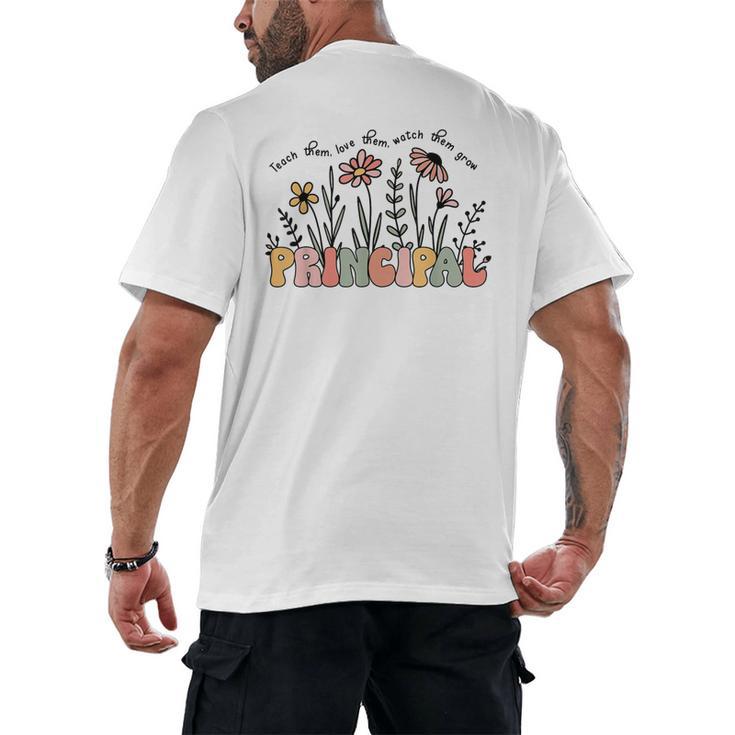 Retro Vintage Floral Principal Shirt For Women Teachers Day Men's Back Print T-Shirt