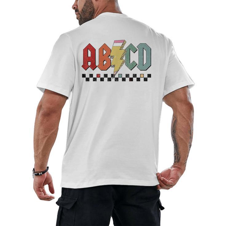 Rock Abcd Back To School Abcd Preschool Teacher Appreciation Men's Back Print T-Shirt