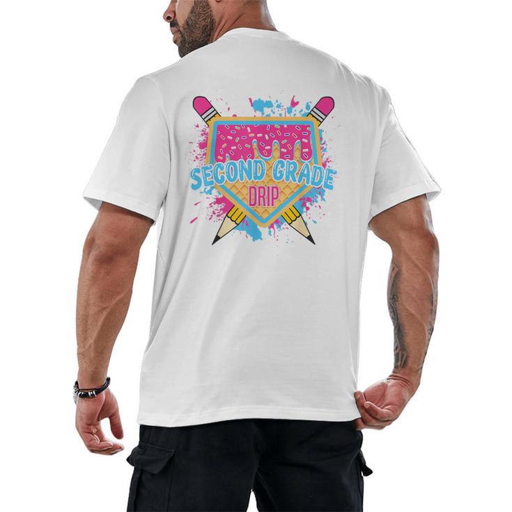 Second Grade Drip Ice Cream Home Plate Baseball Teachers Kid Men's Back Print T-Shirt
