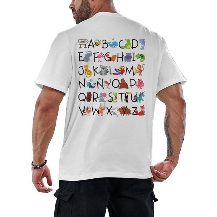 SPANISH ALPHABET MAESTRA SPANISH TEACHER Men's Back Print T-Shirt