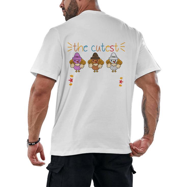 I Teach The Cutest Turkeys School Teachers Thanksgiving Men's Back Print T-Shirt