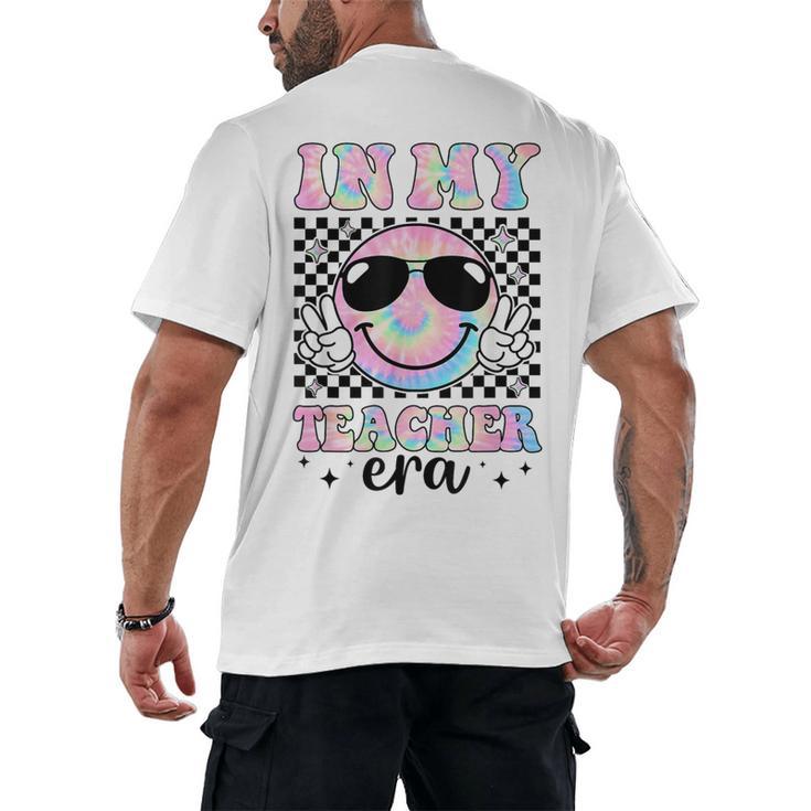 In My Teacher Era Groovy Tie Dye Back To School Cute Teacher Men's Back Print T-Shirt