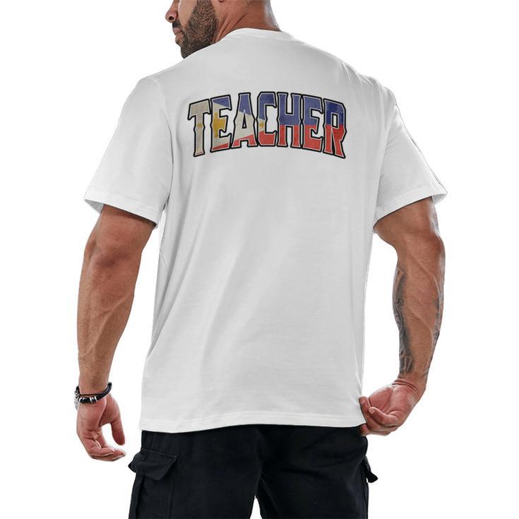 Teacher Filipino Vintage Heritage DNA Flag Men's Back Print T-Shirt