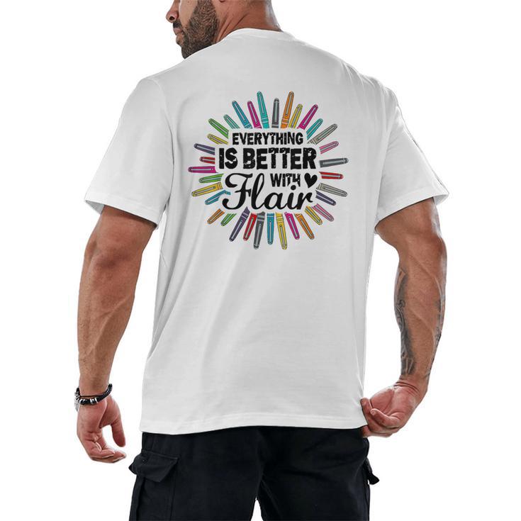 Teacher Flair Pen Art Lover School Supplies Men's Back Print T-Shirt