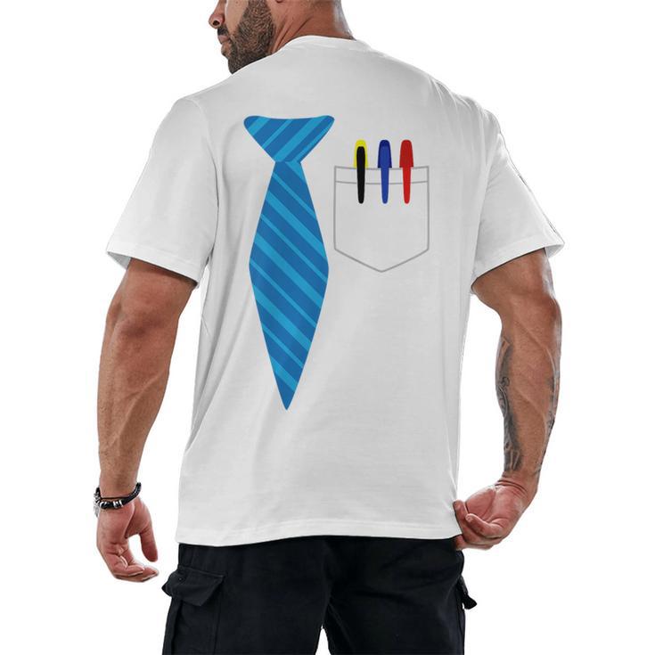 Teacher Tie & Pocket Protector Costume School Men's Back Print T-Shirt