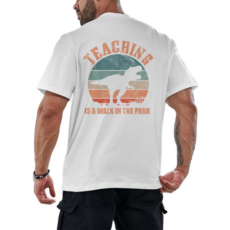 Teaching Is A Walk In The Park Teacher T-Rex Retro Men's Back Print T-Shirt