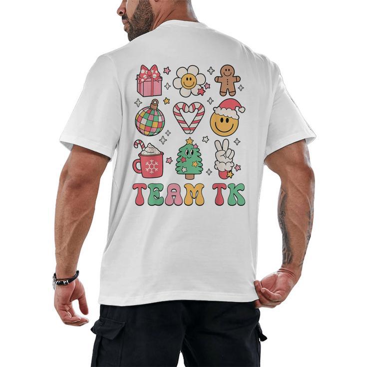 Team TK Teacher Christmas Groovy Smile Face Girl Boy Kid TK Men's Back Print T-Shirt