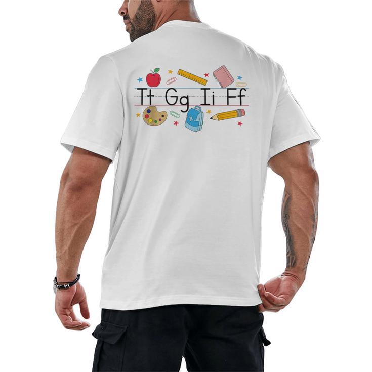 TGIF Teacher Alphabet Kindergarten Teacher Appreciation Men's Back Print T-Shirt