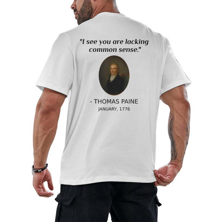 Thomas Paine Common Sense USA History Teacher Student Men's Back Print T-Shirt