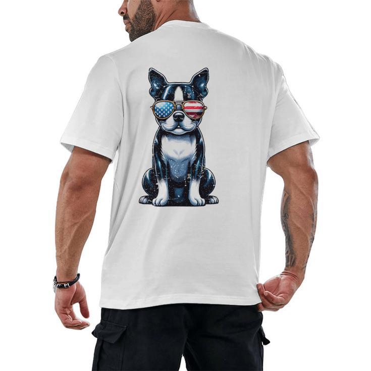 USA Flag Boston Terrier Best Dog Mom Ever 2025 Men's Back Print T-Shirt