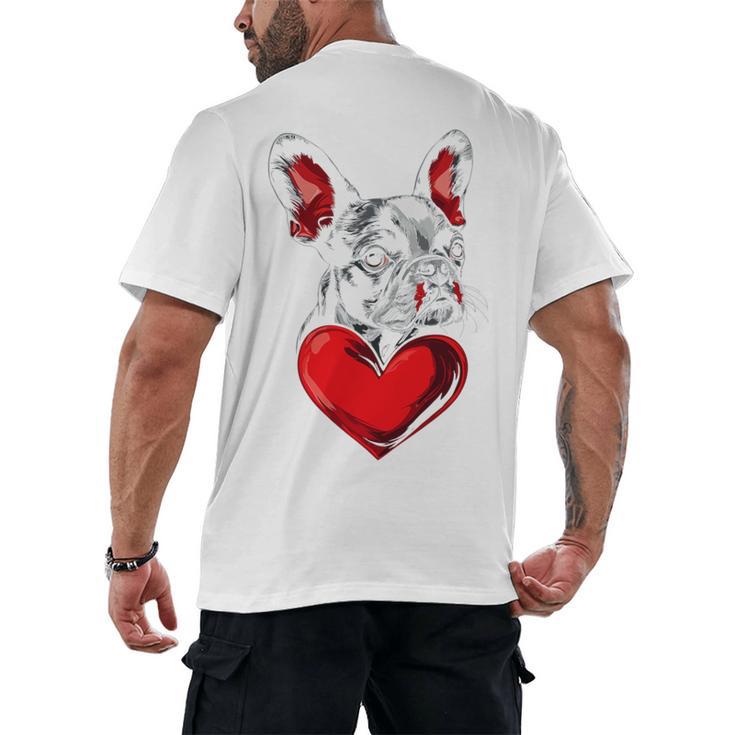 Valentine's Day Boston Terrier Dog Vector Men's Back Print T-Shirt
