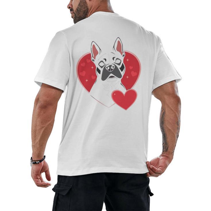 Valentine's Day Boston Terrier Men's Back Print T-Shirt