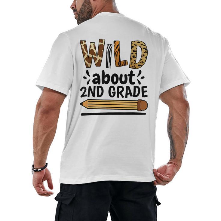Wild About 2Nd Grade School Grade Teacher Men's Back Print T-Shirt
