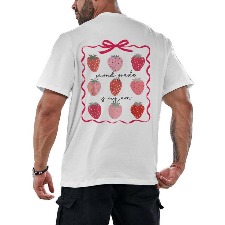 Women Second Grade Is My Jam Strawberry First Kids Teacher Men's Back Print T-Shirt