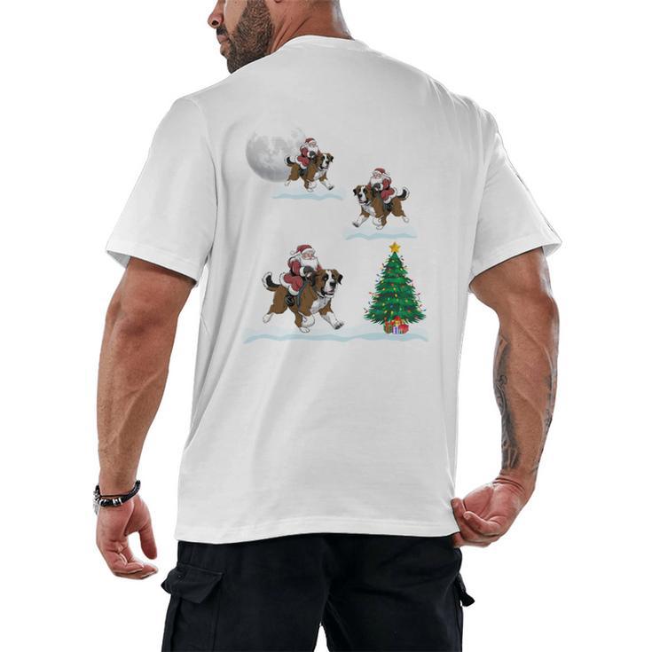 Xmas Lighting Tree Santa Riding Boston Terrier Christmas Men's Back Print T-Shirt