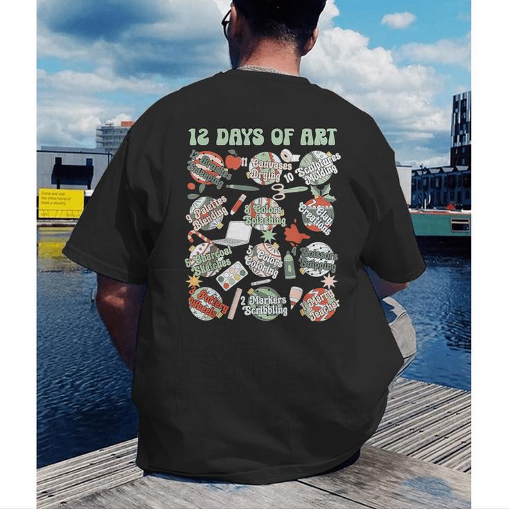 12 Days Of Art Teacher Christmas Artists Painter Educational Men's Back Print T-Shirt, funny gift 12 Days Of Art Teacher Christmas Artists Painter Educational Men's Back Print T-Shirt, funny gift