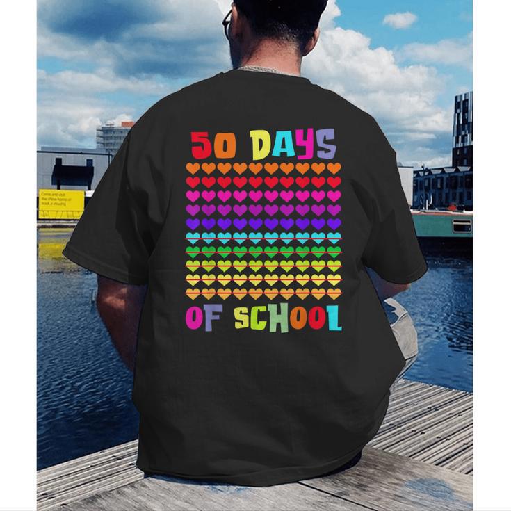 50 Days Of School Hearts Teacher Happy 50th Day Of School Men's Back Print T-Shirt, funny gift 50 Days Of School Hearts Teacher Happy 50th Day Of School Men's Back Print T-Shirt, funny gift