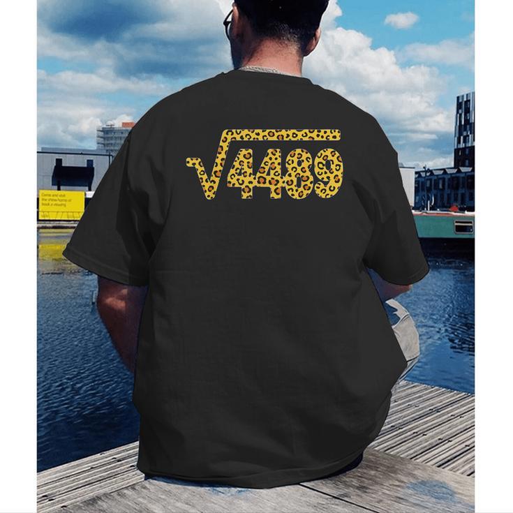6 7 Leopard Pattern Meme Square Root 4489 Slang Math Teacher Men's Back Print T-Shirt, funny gift