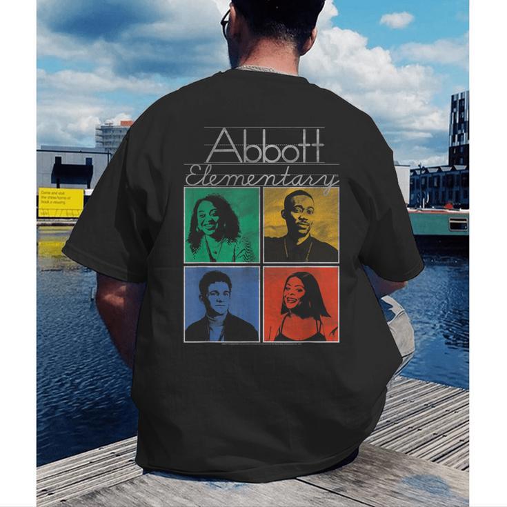 Abbott Elementary Colorful Pop Art Teachers TV Show Men's Back Print T-Shirt, funny gift