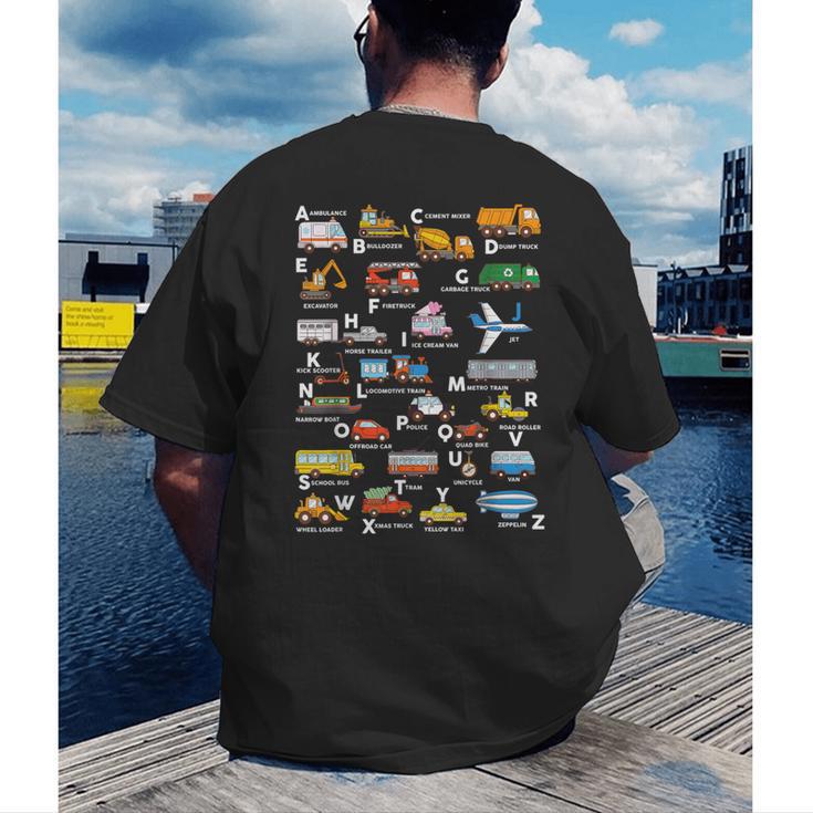 Alphabet Vehicles ABCs Learning Teachers Kids Boys Girls Men's Back Print T-Shirt, funny gift