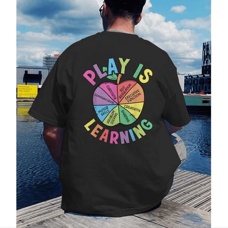 Apple Retro Play Is Learning Kindergarten Teacher Daycare Men's Back Print T-Shirt, funny gift Apple Retro Play Is Learning Kindergarten Teacher Daycare Men's Back Print T-Shirt, funny gift