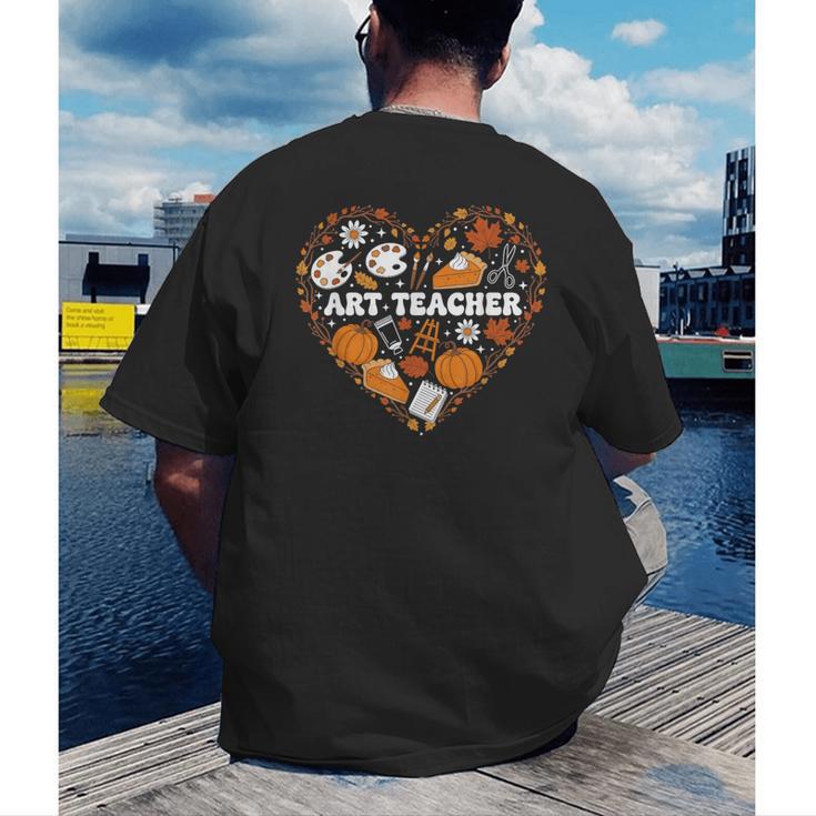Art Teacher Heart Autumn Thanksgiving Kids Men's Back Print T-Shirt, funny gift Art Teacher Heart Autumn Thanksgiving Kids Men's Back Print T-Shirt, funny gift