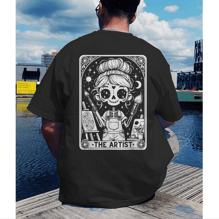 Artist Tarot Card Skeleton Painter Art Teacher Witchy Men's Back Print T-Shirt, funny gift Artist Tarot Card Skeleton Painter Art Teacher Witchy Men's Back Print T-Shirt, funny gift
