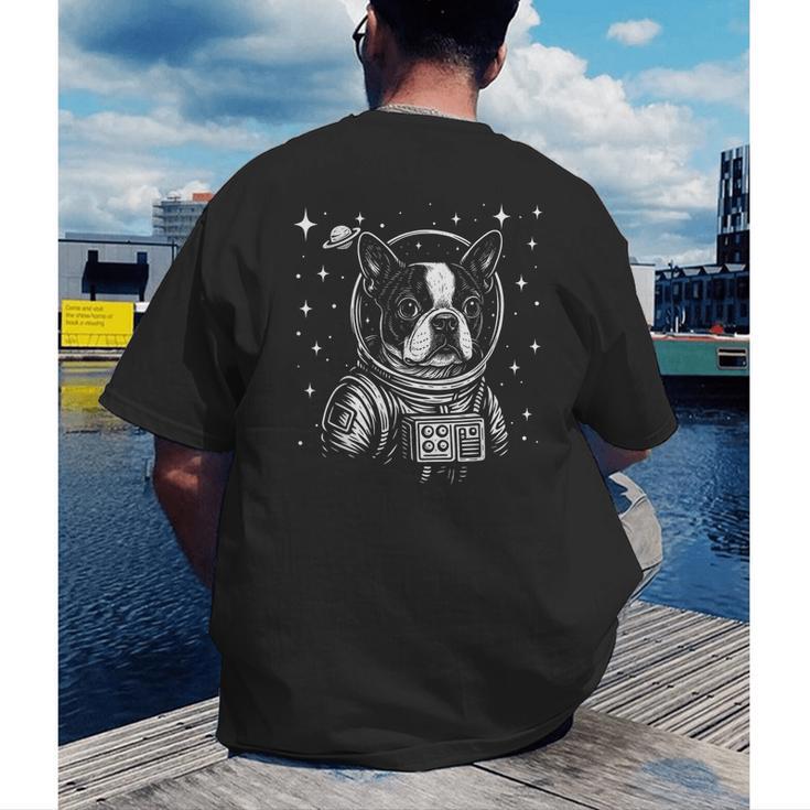 Astronaut Boston Terrier Space Galaxy Dog Lovers Men's Back Print T-Shirt, funny gift