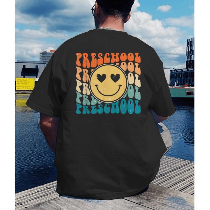 Back To School Groovy Smile Preschool Teachers Students Kids Men's Back Print T-Shirt, funny gift