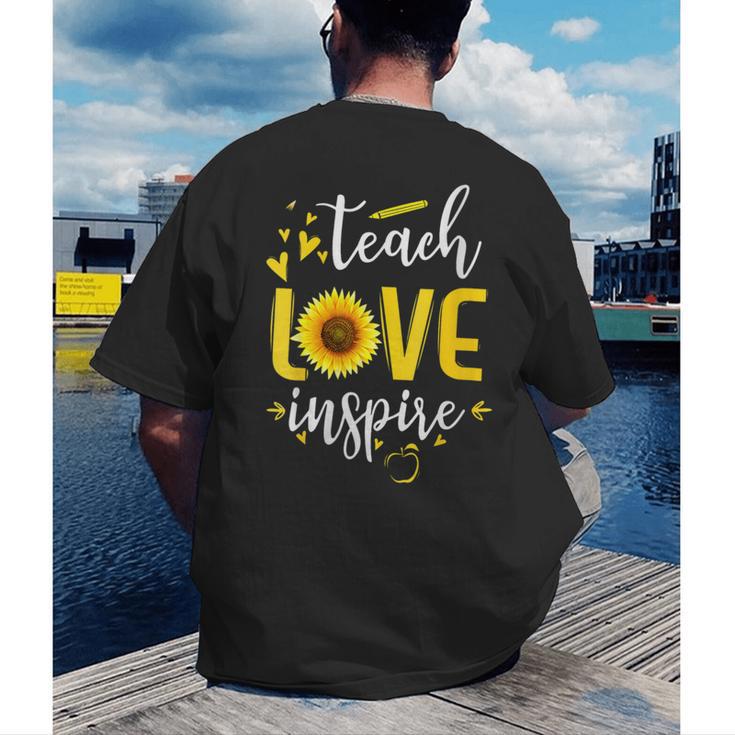 Back To School Teach Love And Inspire Teacher Sunflower Men's Back Print T-Shirt, funny gift
