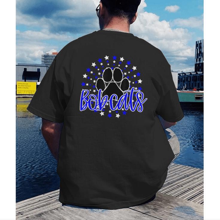 Blue Bobcats School Spirit Coquette Bow Mascot Teacher Men's Back Print T-Shirt, funny gift Blue Bobcats School Spirit Coquette Bow Mascot Teacher Men's Back Print T-Shirt, funny gift