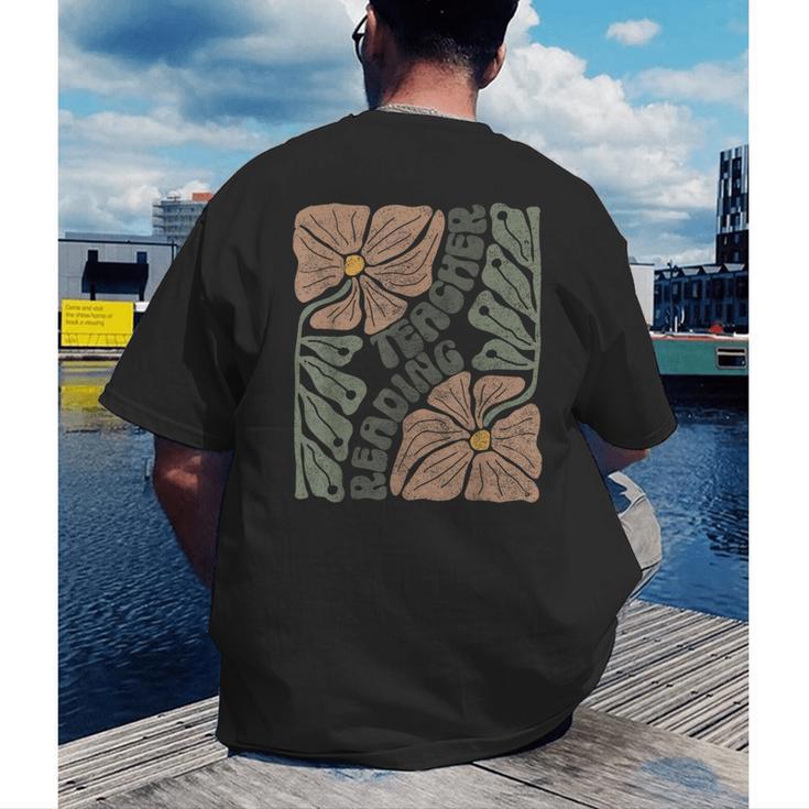 Boho Floral Reading Teacher Retro Reading Specialist Wildfl Men's Back Print T-Shirt, funny gift Boho Floral Reading Teacher Retro Reading Specialist Wildfl Men's Back Print T-Shirt, funny gift